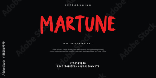 Martune modern abstract digital alphabet font. Minimal technology typography, Creative urban sport fashion futuristic font and with numbers. vector illustration