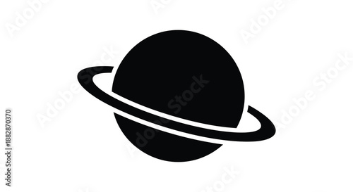 a striking depiction of a planet with prominent rings showing a minimalist style and a distinct black silhouette high quality professional