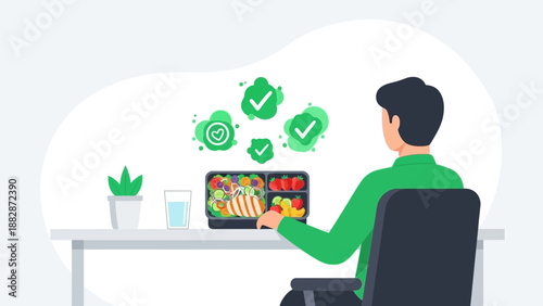 Healthy Lifestyle Choice: Person Enjoying a Packed Lunch with Fresh Ingredients