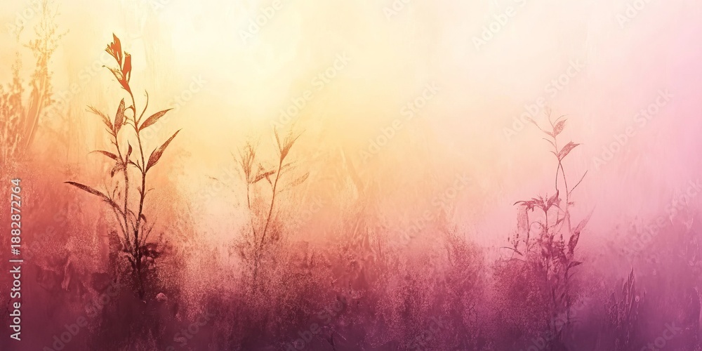 Obraz premium Enchanting Watercolor Meadow Plants Bathed in Hazy Sunlight, Dreamy Pastels, and Soft Blurry Effects