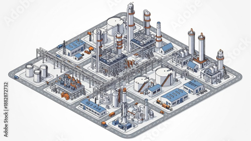 Industrial Chemical Plant Complex Aerial View.