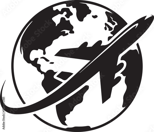 World or international travel, traveling on an airplane flat icon for apps and websites