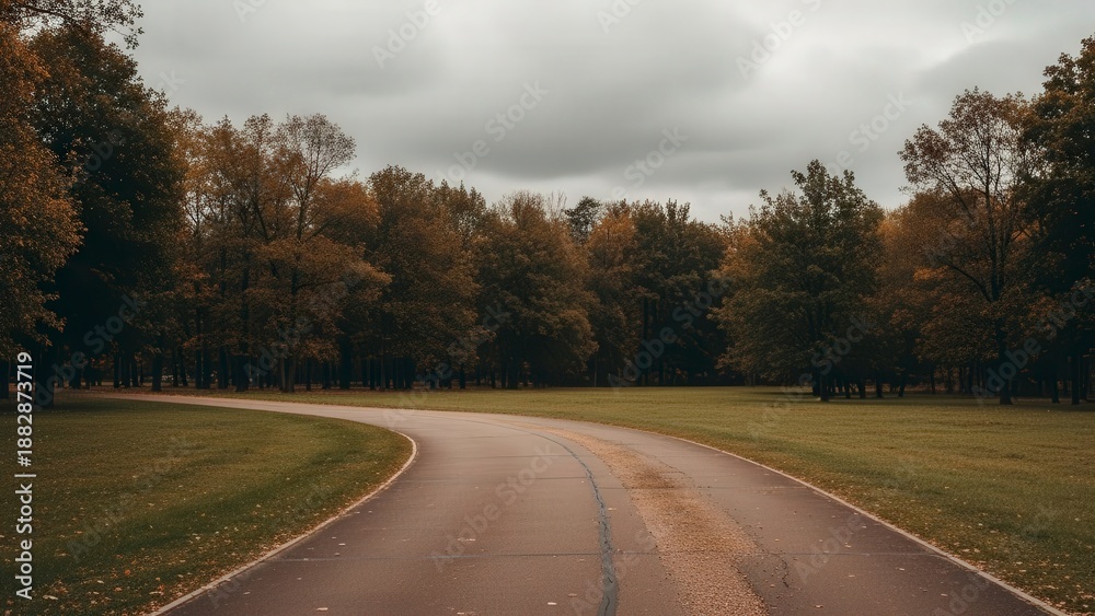 Fototapeta premium Winding Autumn Road Through Forest Landscape