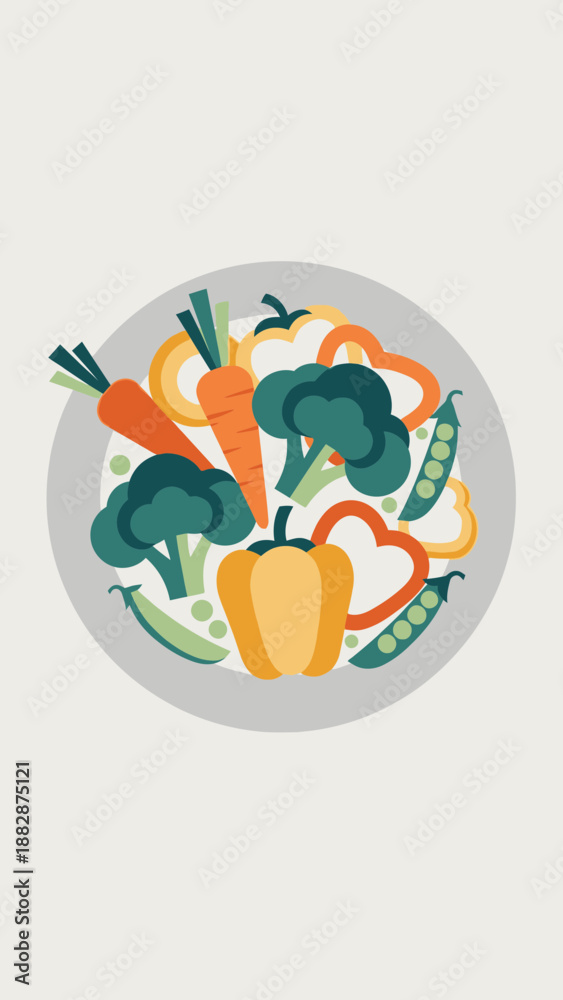 Fototapeta premium Healthy Vegetable Plate: A Colorful Array of Fresh, Organic Produce Ready to Enjoy