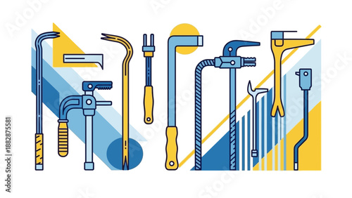 Illustrated Assortment Of Tools Displayed In A Minimalist Flat Design Style