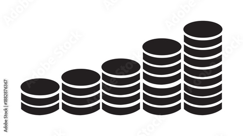 Coins stack icons. silhouette icon vector flat illustration on white background