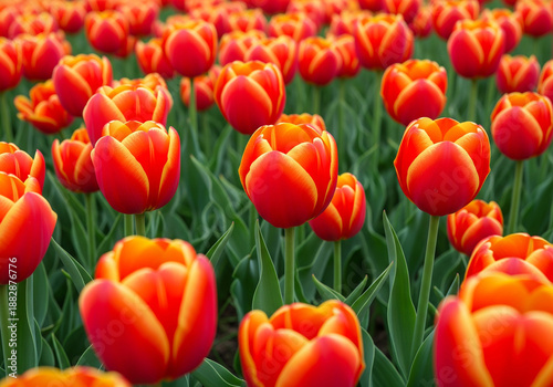 Vibrant orange tulips in full bloom