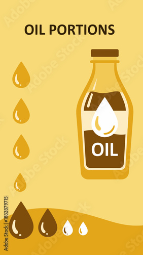 Illustrated Oil Portion Infographic Displaying Different Quantities and Measurements of Liquid