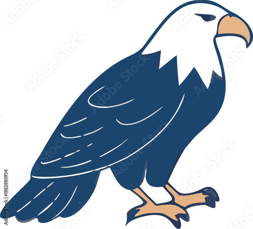 Majestic eagle perched on branch Vector