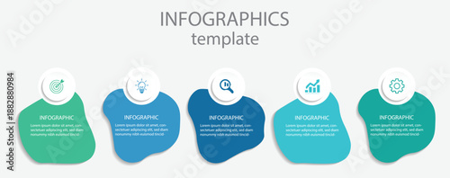 Timeline infographic design with 5 options or steps. Can be used for workflow layout, diagram, annual report, web design.