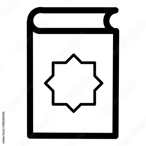 Free Download An open book with a star-shaped symbol on its page, symbolizing knowledge and spirituality, related to Ramadhan - GFXLoad