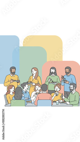 Inclusive Gathering of Diverse Individuals Enjoying a Meal Together in a Warm Atmosphere