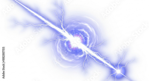 Electric blue light beam with swirling energy effect shining brightly