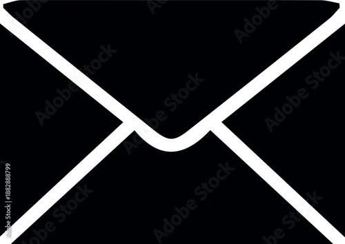 Black envelope icon representing email, message, and digital communication