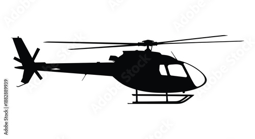 A stark black helicopter rendering is displayed in profile showcasing the aircraft s form and design as a silhouette high quality professional