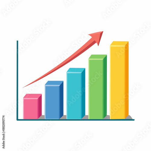 Business growth chart. Colorful bar graph with rising arrow. Vector illustration of increasing statistics. Growth diagram on white background. Infographic element. Business data Free Download Business growth chart. Colorful bar graph with rising arrow. Vector illustration of increasing statistics. Growth diagram on white background. Infographic element. Business data - GFXLoad