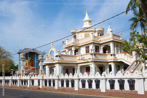 View of the Buddhist temple of the Bodhirajaramaya Maha Viharaya (Agurukaramulla Temple). Negombo, Sri Lanka