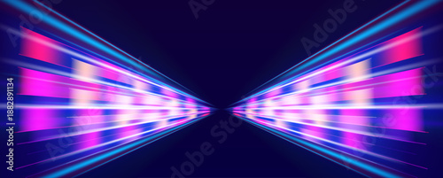 Flowing electric light waves create a sleek pattern. Neon highlights enhance motion, clarity, and modern appeal. Designed for abstract high-tech graphics vector