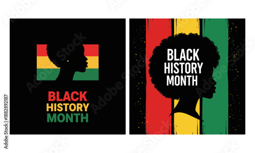 Black history month silhouette icons