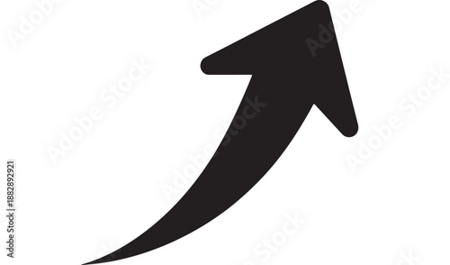Black Arrow Upward Trending in Simple Minimalist Style with Bold Lines on White Background for Infographics