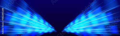 Neon arcs ripple across a deep dark background. Bright energy lines convey speed, rhythm, and innovation. Perfect for futuristic abstract design concepts vector