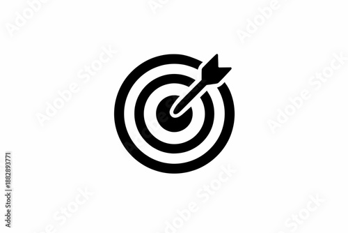Achieve success with a precise arrow hitting the bullseye on a target board icon isolated on transparent background, isolated on white background, Vector