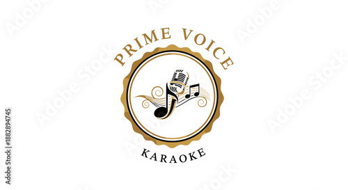 Prime Voice Karaoke Logo Design Element.