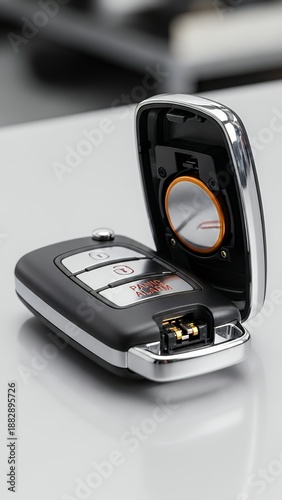 Car key fob remote with battery vehicle keyless entry automotive repair and maintenance concept key car vehicle automobile transport security transportation electronic unlock lock buy driver keys