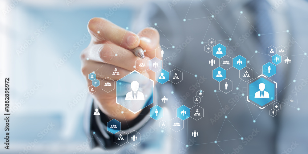 Obraz premium Human Resource Management and Organizational Structure Illustrated on Virtual Interface.