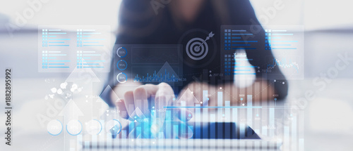 Data Analytics and Business Intelligence Strategy with Interactive Dashboard Interface. © WrightStudio