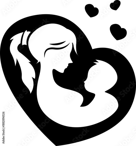 appy Mother’s Day Typography icon. Text Design with floral Lettering and Mother Love Symbols.