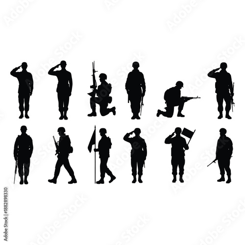 Silhouette of a resilient soldier in profile.