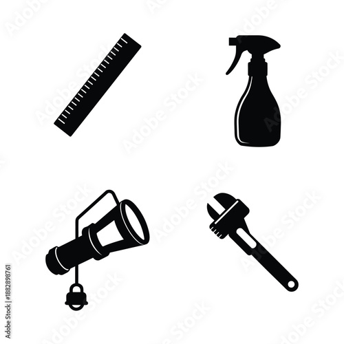 Hand Tools and Maintenance Equipment Silhouette Set