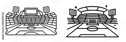 Vector illustration of a sports stadium viewed from the field