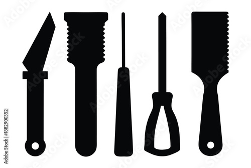 Specialized Hand Tool Silhouettes for Craft and Workshop