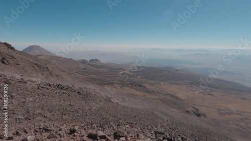 Summit of Mount Little Ararat, view from the slope of Mount Big Ararat, Turkey