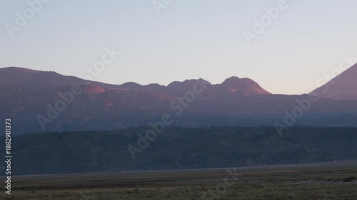 Mountain Big Ararat and Mount Little Ararat at dawn, view from the Turkish side
