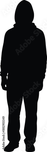 Standing hooded figure silhouette vector