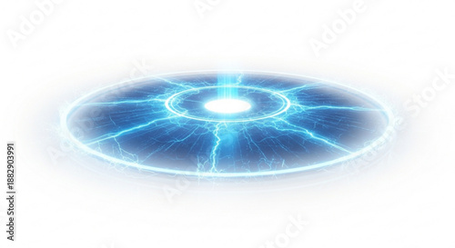 Glowing blue energy circle with bright light on effect