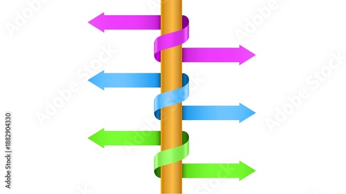 Information Signpost Infographic with Six Directions, Signpost Infographic Animation
