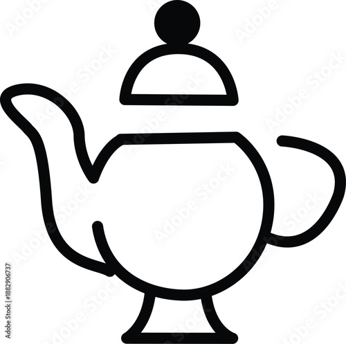 An illustration of a teapot, symbolizing hospitality and warmth, viewed from the side, inspired by ramadhan traditions