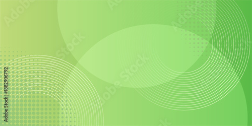Abstract green and yellow gradient background with wave lines. Modern simple dynamic circles shapes element with halftone decoration.