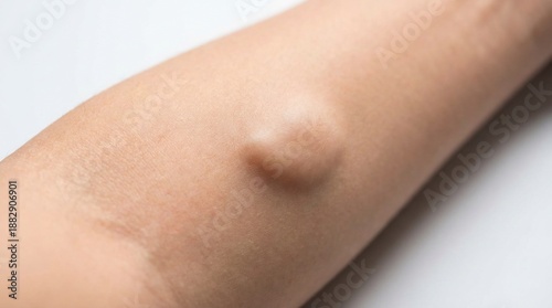 Close up of sebaceous cyst or lipoma on arm
