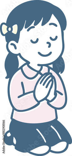 お願い事をする女の子のイラスト
Illustration of a girl making a wish