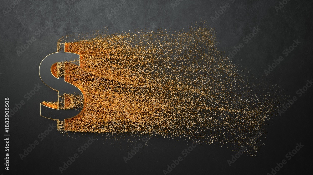 Fototapeta premium 3D illustration Golden Dollar Market.