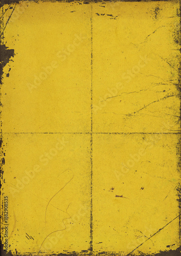 Solid yellow Color paper Background. Ephemera with folds and scratches