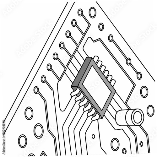 Macro Detail of Circuit Board Path for Electronic Engineering