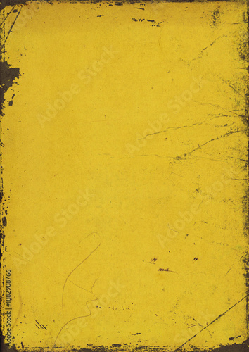 Solid yellow Color paper Background. Ephemera with folds and scratches