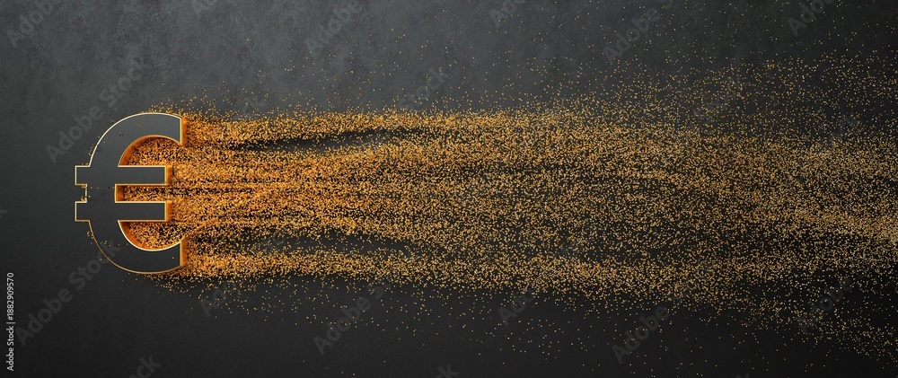 Naklejka premium 3D illustration Golden Euro Market.