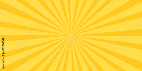 Yellow banner with Sun rays, lines background, light